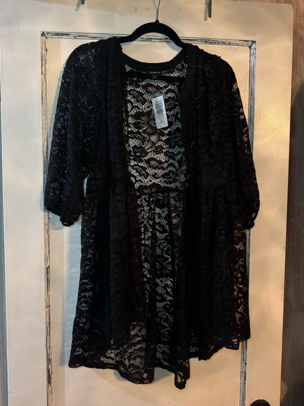 Black Lace Button Down Tunic